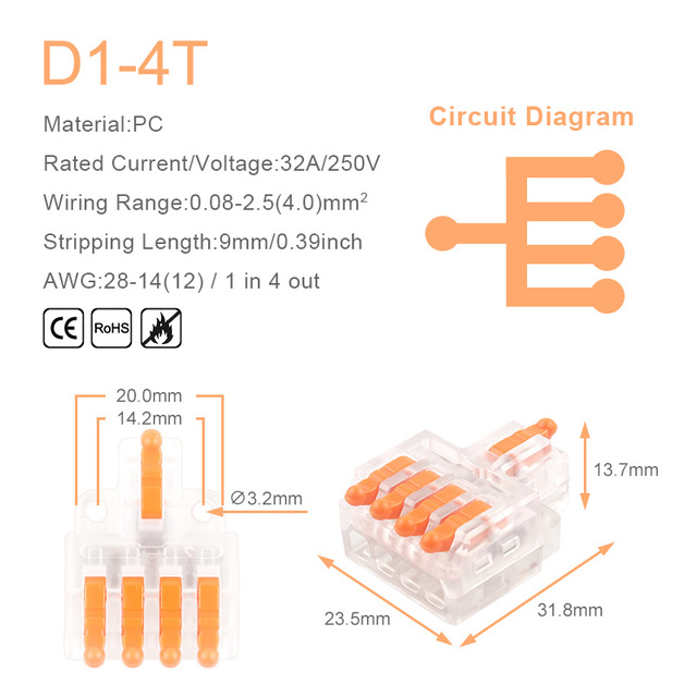 25/50/100pcs Transparent Can Fixed Wire Splitter Universal Compact Connector Terminal Block Cable Fast Splicing Wiring Connector