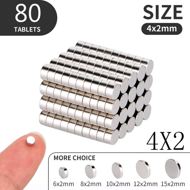 20 40 80pcs/lot 4X2 6x2 5x2 6x1mm Magnet Hot Round Strong Magnet Super Rare Earth Neodymium Magnet 3x2