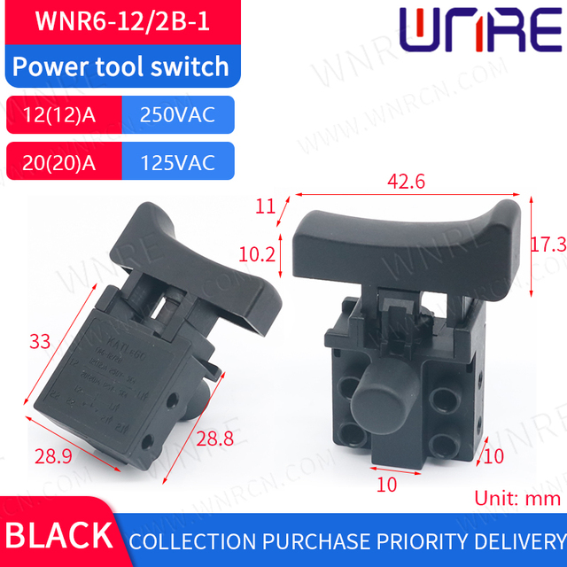 1pc 12A 250V Electric Drill Control Switch Wireless Trigger Switch For Electric Power Tools Drill Switch FA6-12*2B