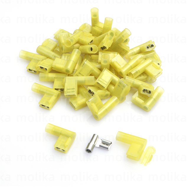 20/30/50/100pcs Fully Insulated Female Flag Spade Nylon Wire Crimp Electrical Terminal Quick Cut Wire Wire Connectors