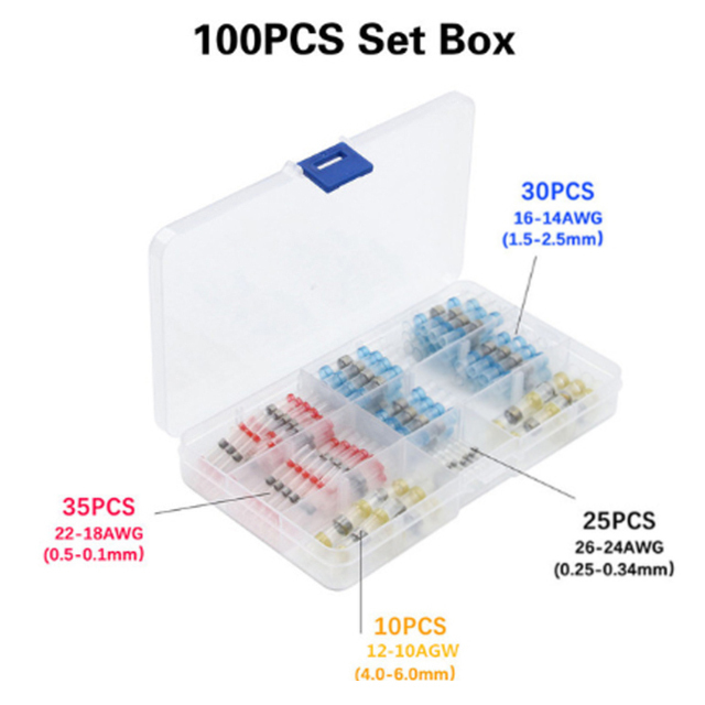 50/100/250 قطعة مختلط الحرارة يتقلص ربط محطات مقاوم للماء لحام كم أنبوب سلك كهربائي معزول بعقب موصلات عدة