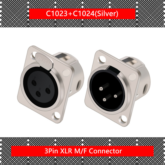 10pcs/lot 3 Pin XLR Male/Female Connector Metal Shell 3 Poles XLR Socket Panel Chassis Mount MIC Microphone Connector