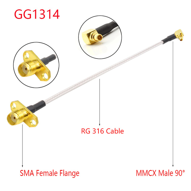 10 قطعة RG316 كابل محوري MMCX إلى SMA/RP-SMA أنثى شفة لوحة جبل FPV هوائي تمديد الحبل ل TBS توحيد باندارك VTX