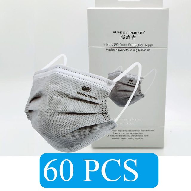 20pcs/box CE KN95 5 Layers Mask Gray Activated Carbon Dust Respirator Face Dust Mask FFP2 Korean KN95 ffp2fan