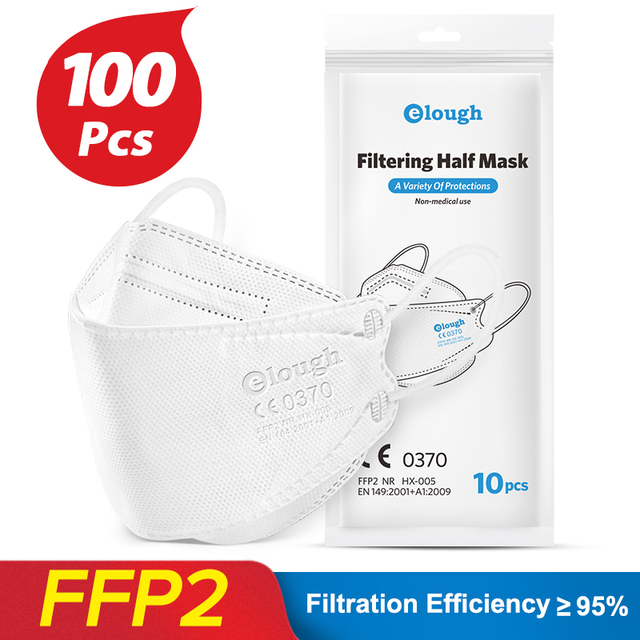 Elough FFP2 CE 0370 Mascarillas FPP2 Homologadas يوروبا KN95 قناع الأسماك شكل Mascarilla FP2 FFP 2 Masken الكبار FFP2mask 4 طبقات