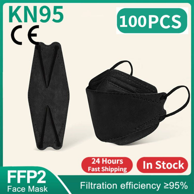 Mascarillas ffp2 قناع الوجه fpp2 المعتمدة قناع kn95 4 رقائق ffp2fan mascarillas fp2 kn 95 قناع للكبار قناع أسود ffp3 معتمد