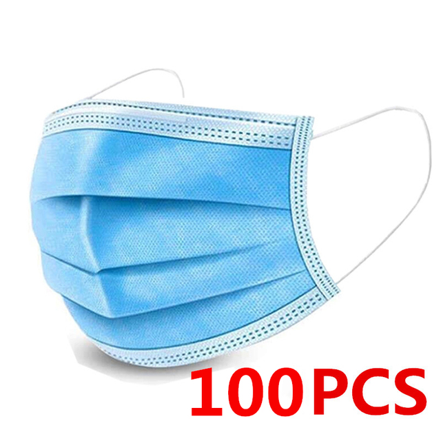 10-600pcs Disposable Masks Blue Mascarillas quiurgicas homology adas Mouth Face Mask Adult Blue 3 Layers Non-woven Filter Masque