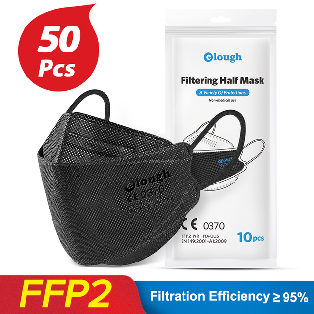 Elough صحية masque noir máscara pff2 قابلة لإعادة الاستخدام ffp2 kn95 المعتمدة fpp2 قناع قناع الوجه الاسود fpp2 mascarilla ffp2masken