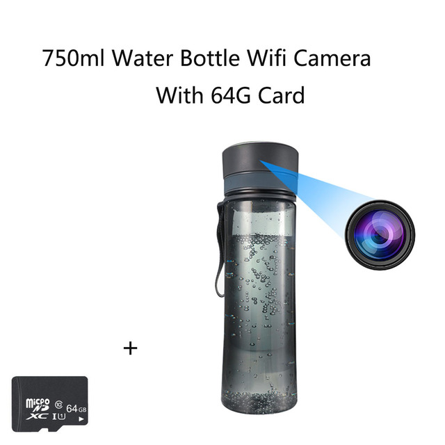 750ml Portable Water Bottle Pinhole Camera Mini Desk Water Cup Video Surveillance Camera & Audio Recorder Wifi Remote Monitor