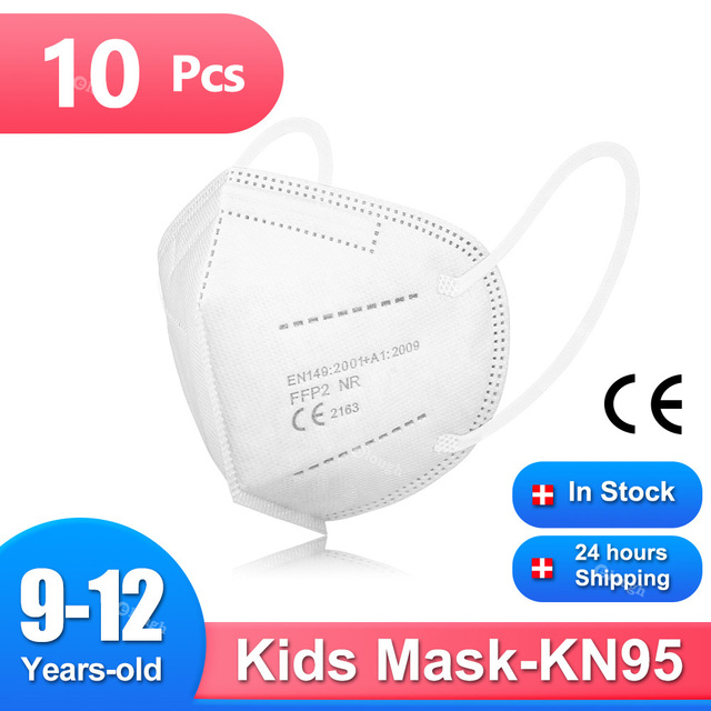 Children FFP2 Masks KN95 Mascarillas FPP2 Ninos ffp2neckids Masque Enfant 5 Layers Protective Face Mask Fit 9-12 Years