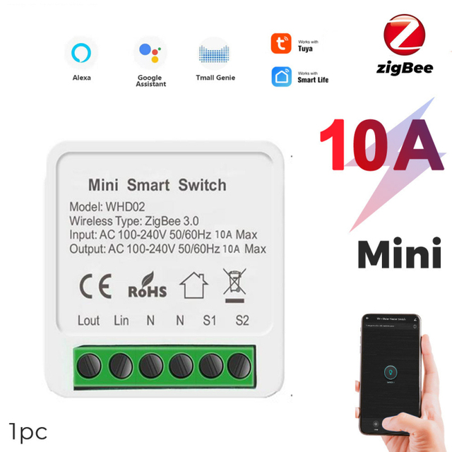 Mini Wifi Smart Switch Zigbee DIY Light Switches 10A 16A 2 Way Control Smart Home with Tuya Smart Life Alexa Alice Google Home