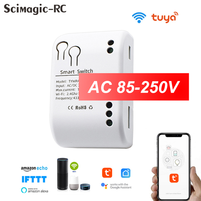 Tuya smart garage door opener wifi RF 433mhz 1ch relay module switch open/close self-timer interlock mode inqing Alexa