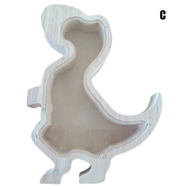 Wooden Animal Letter Piggy Bank Money Saving Box Cute Dinosaur Money Boxes Coin Piggy Bank Transparent Glass for Adult Children