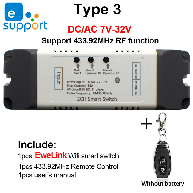 Ewelink APP WiFi 10A Relay Module Self Locking Interlock Remote Key Access Control Work With Google Home Alexa