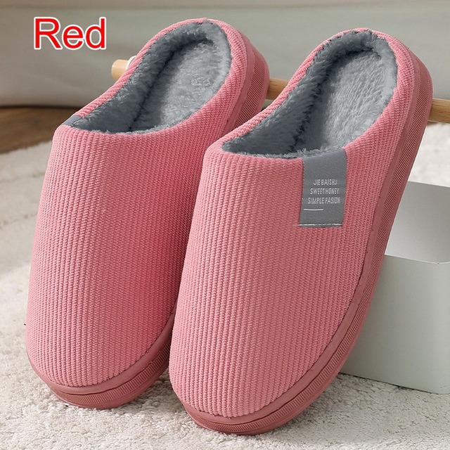 Men Slippers Solid Color Autumn And Winter Home Slippers For Men Warm Indoor Beadroom Slides Men Stripe Cotton Slippers