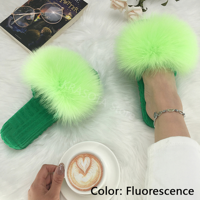 Ladies Slippers Flat Flip Flops Women Shoes Soft Luxury House Platforms Sandals Real Fur Slides Summer Fluffy Fashion Slippers