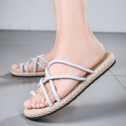 Men Summer Special Offer Slippers Personality Fashion Woven Cotton Rope Outdoor Casual Soft-soled Non-slip Sandal 39-44