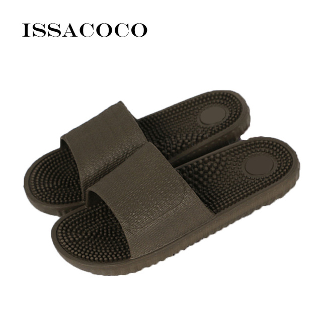 ISSACOCO الرجال شقة داخلي نِعال تدليك الرجال المنزل عدم الانزلاق نِعال تدليك Zapatos Hombre شاطئ الوجه يتخبط الرجال الشرائح