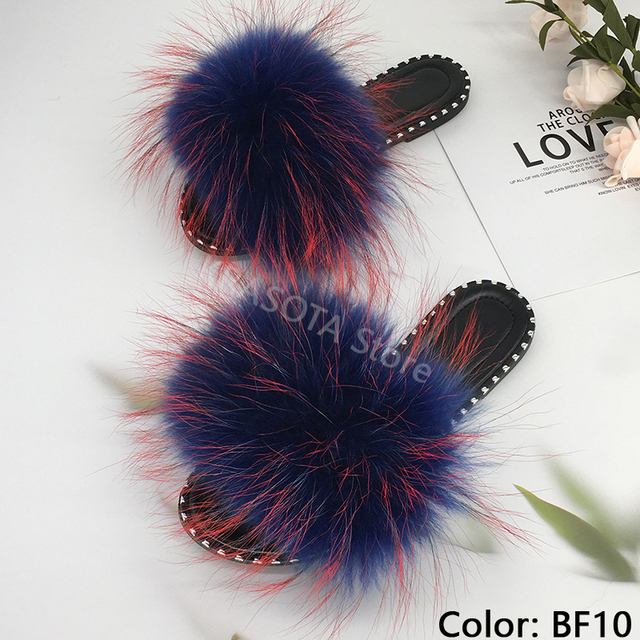 women flip flops summer fluffy slippers luxury real fur slides for women fluffy sliders jelly shoes woman flat sandals with fur