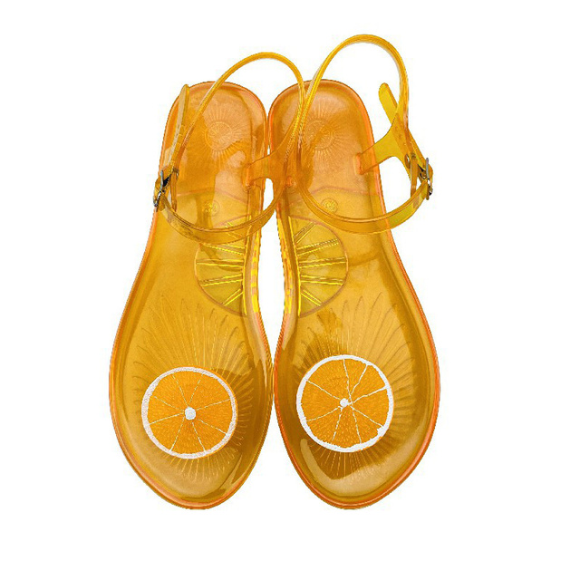 Women Fruit Sandals Transparent PVC Flat Flip Flop Sandal Ladies 2022 Summer Outdoor Fashion Non-slip Buckle Strap Beach Shoes