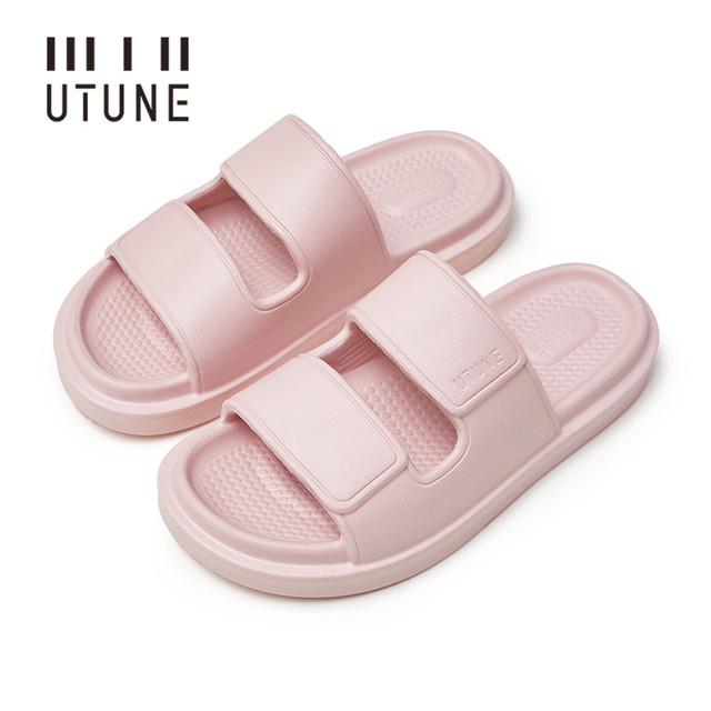 UTUNE Cream Slides Slippers for Women Indoor Shoes Bathroom Warm Summer EVA Home Sandals Men Memory Foam Outside Slippers