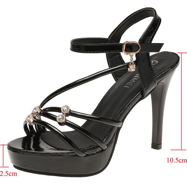 Lucyever Crystal Thin High Heels Sandals Women 2022 Summer Ankle Strap Platform Sandal Woman Gold Silver Ladies Party Shoes