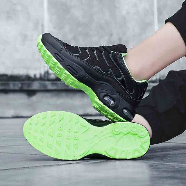 Professional Air Cushion Mesh Breathable Running Shoes Army Green Spring Autumn Walking Shoes Men Women Sneakers Size 36-47