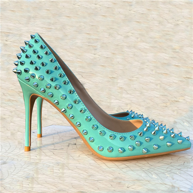 Spring New Sexy Rivet Pointed Toe Stiletto High Heel Work Shoes Party Dress All-match Fashion Large Size Women's Shoes