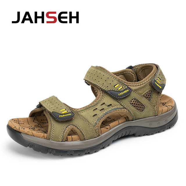 Hot Sale New Fashion Summer Leisure Beach Men Shoes High Quality Genuine Leather Sandals Big Yards Men Sandals Size 38-48