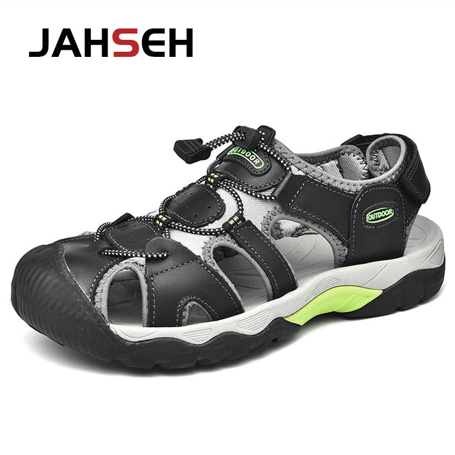 Summer New Outdoor Genuine Leather Men's Casual Sandals High Quality Brand Beach Shoes Fashion Water Shoes Walking Footwear