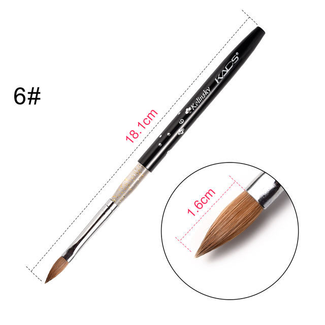 KADS Acrylic Nail Brush Curly Kolinsky Sable UV Nail Art Gel Extension Brush Manicure Flat Round Brush Red Wood Nail Brush