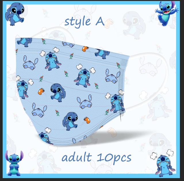 Disney Animation Stitch Adult Children Cartoon Disposable Mask Three-layer Protective Cartoon Pattern Printing Parent-Child Mask