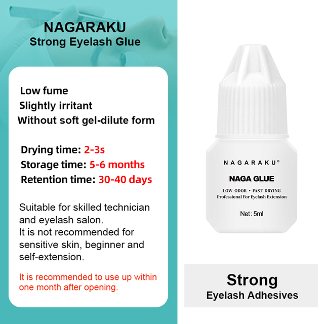 NAGARAKU Low Smell 5ml Glue No Simulation Eyelash Extension Glue Soft Eyelash Glue Fast Drying Eyelash Extensions Glue