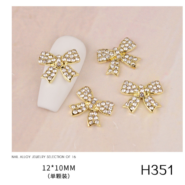 3pcs new nail art butterfly combined with gold jewelry hollow metal love rhinestone super flash butterfly nail decoration drill