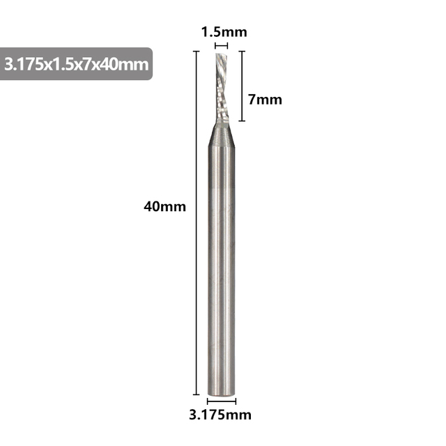 XCAN-آلة قطع كربيد واحدة ، 3.175 مللي متر (1/8 بوصة) ، جهاز التوجيه CNC ، قطر 1-3.175 مللي متر ، لقطع الألومنيوم