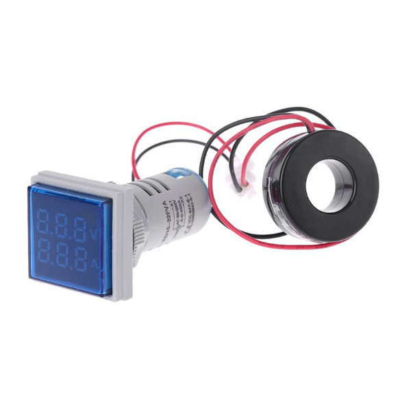 Square LED Digital Dual Display Voltmeter & Ammeter Voltage Gauge Current Meter AC 60-500V 0-100A D18