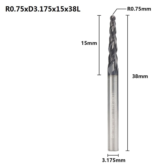 XCAN مستدق الكرة نهاية الأنف مطحنة 1 قطعة R0.25/R0.5/R0.75/R1.0 3.175 مللي متر عرقوب كربيد الخشب النقش بت CNC راوتر بت الطحن القاطع