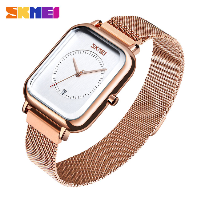 Skmei Women's Watch With Crystal Inlay Stainless Steel Band Wristwatch With Quartz Watch 9207