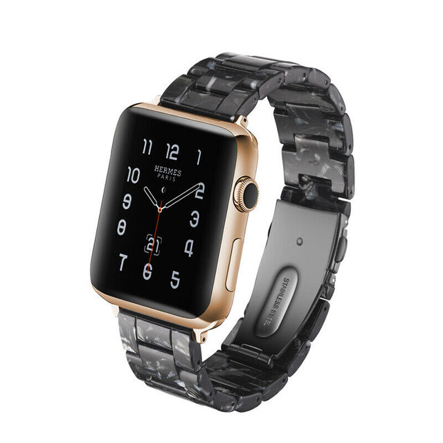 Replacement Resin Tortoise Shell Lines Watch Strap Bracelet For Apple Watch Series 5/4/3/2/1 42mm 44mm 38 and 40mm Leopard Print