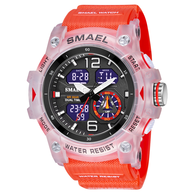 SMAEL 2022 New Men's Watches Dual Time Military Watches 50M Waterproof Men 8007 Shock Resistant Sport Watches Wtach Gifts