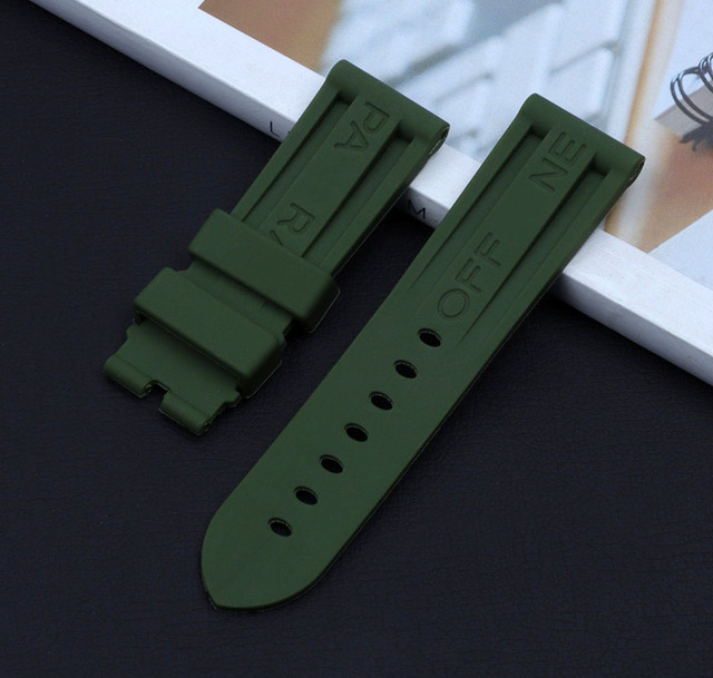 Nature Soft Silicone 24mm Watchband Bracelet for Panerai Strap for PAM389/111/441 Waterproof Watch Accessories Watch Band