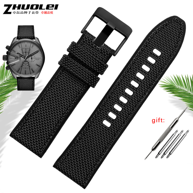 For Diesel Dz4500 Dz4506 DZ7420 DZ4318 Canvas Silicone Watch Strap Men's Officer Series 24 26 28mm Accessories Nylon Watchband