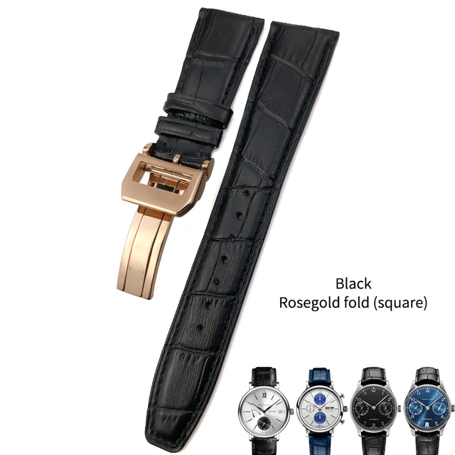 Cowhide watch strap 20mm 21mm 22mm,replacement for Portuguese IWC,Porotfino,Family piloto,folding buckle