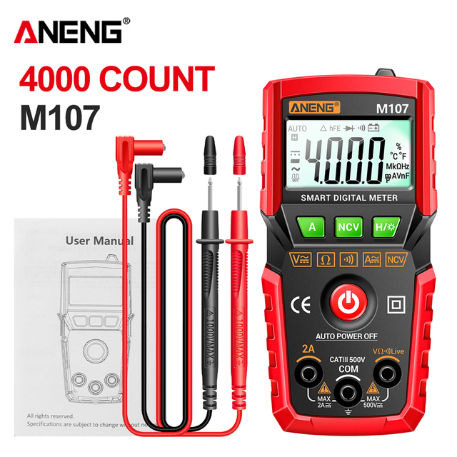 ANENG M107 Mini Digital Multimeter 4000 count Auto tester digital multimeter profesional testeur electrique multimeter test