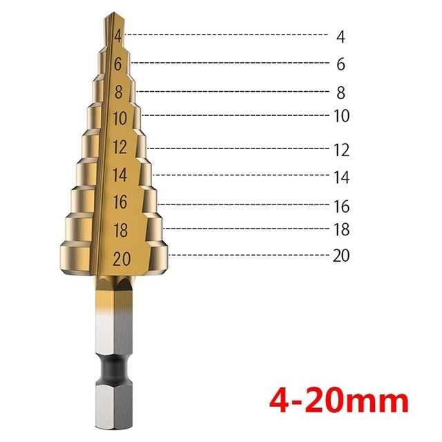 3pcs HSS Titanium Coated Step Drill Bit 4-12 4-20 4-32 Drill Power Tools Metal High Speed ​​Steel Wood Hole Cutter Cone Drill