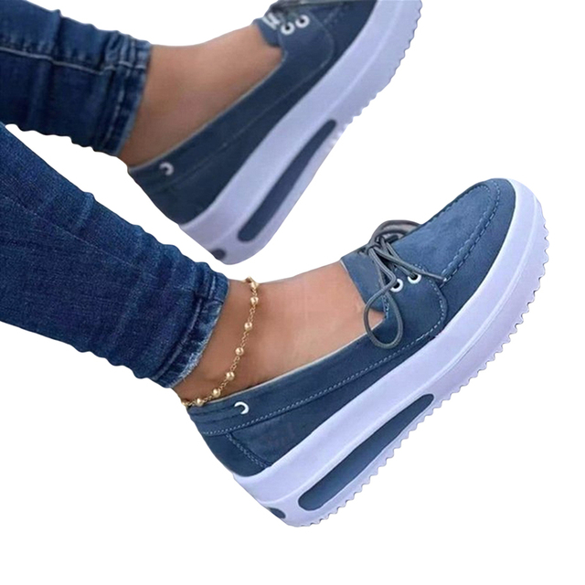 Women Sneakers Thick Bottom Female Vulcanized Sneakers Solid Color Flat Casual Walking Lace Up Casual Women Shoes