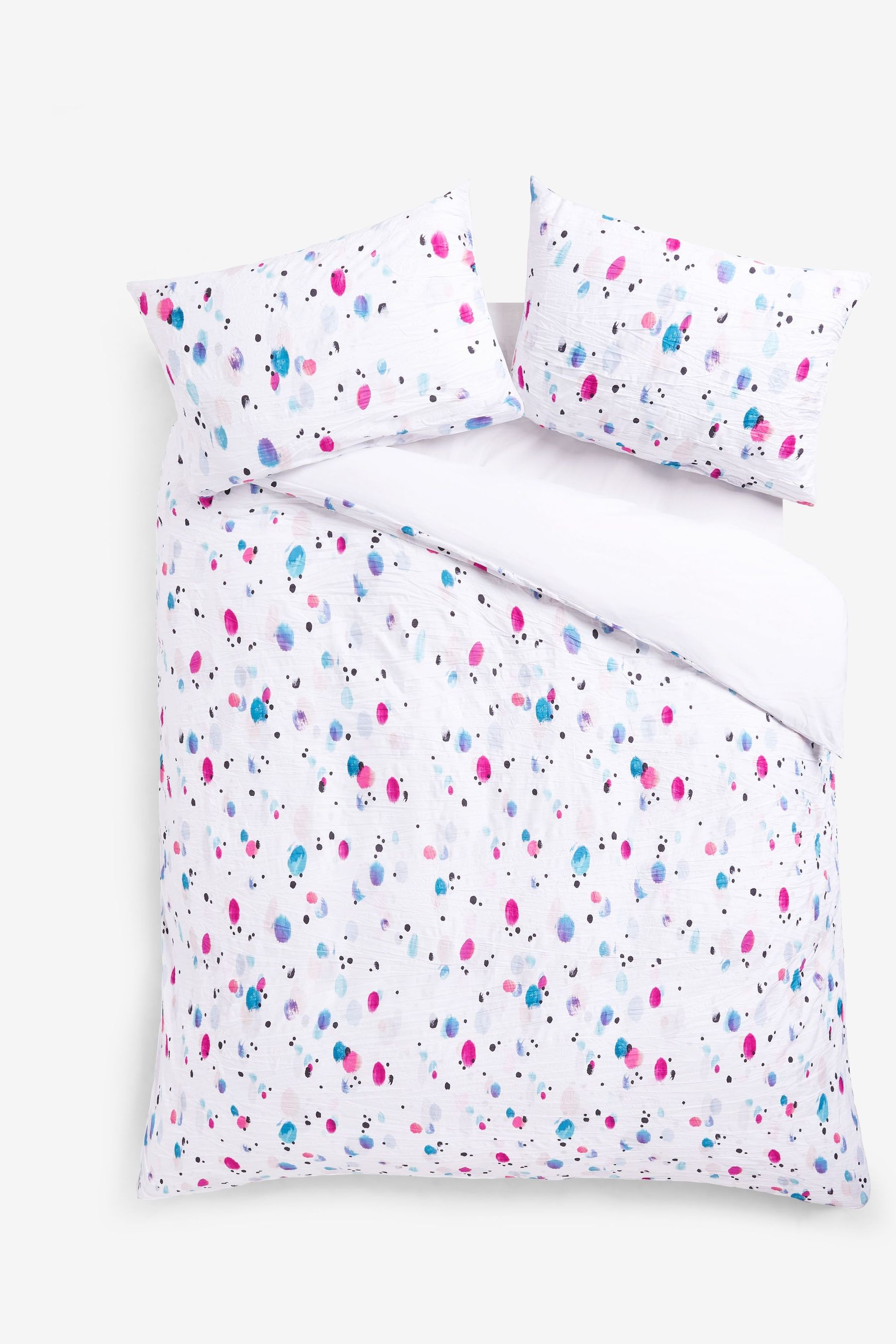 Simply Soft Crinkle Painted Spots Duvet Cover and Pillowcase Set