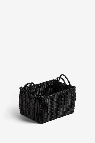 Plastic Wicker Storage Set of 2 Baskets