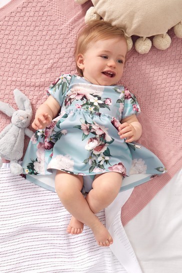 Lipsy Baby Puff Sleeve Dress With Matching Knicker