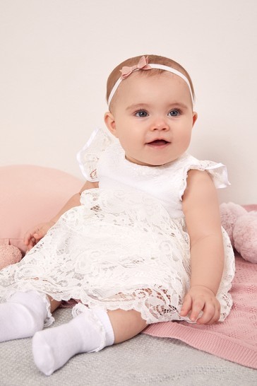 Lipsy Baby Lace Flower Girl Dress With Matching Knicker